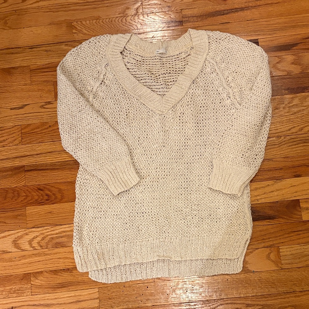 Cream Knit Club Monaco V-Neck Sweater